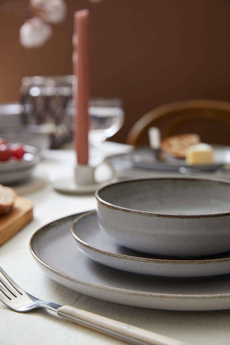Hermia Juego de Cena de Porcelana de 24 Piezas Gris